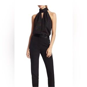 Milly Emma Black Rainbow Halter Tie Neck Tank Top